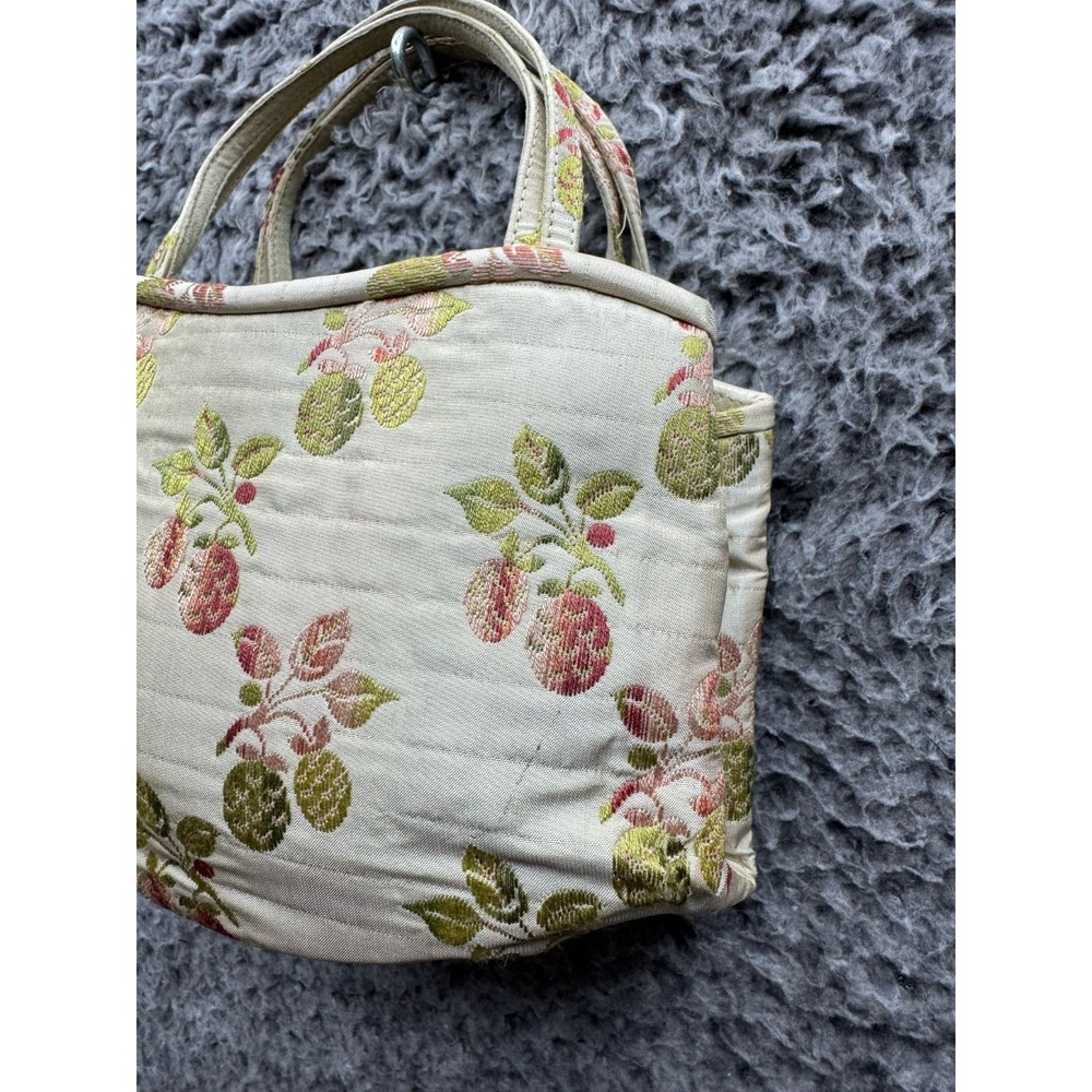 Vintage 90'sManolo Blahnik Fruit Embroidered Canvas Handle Bag Beige - Picture 6 of 13